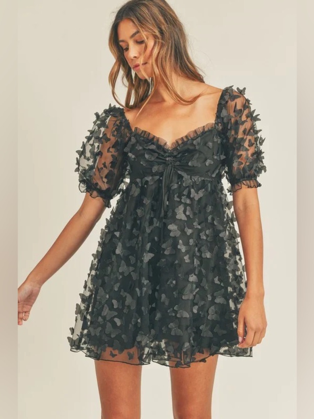 Thirty Thirty LA 3D‎ Butterfly Whimsigoth Dark Romantic Babydoll Dress sz M